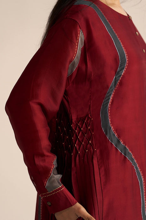 Syrah Red Silk Co-ord Set