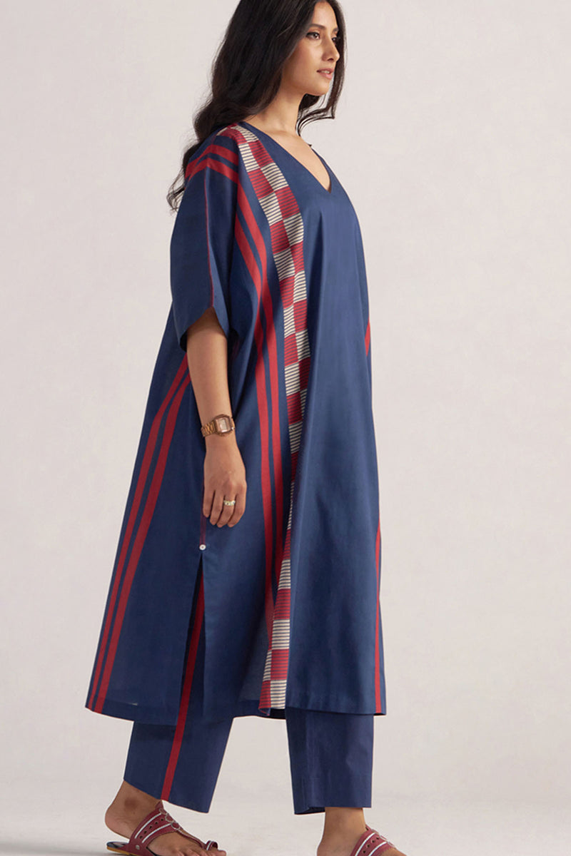 Navy Blue Mul-Mul Kaftaan Set