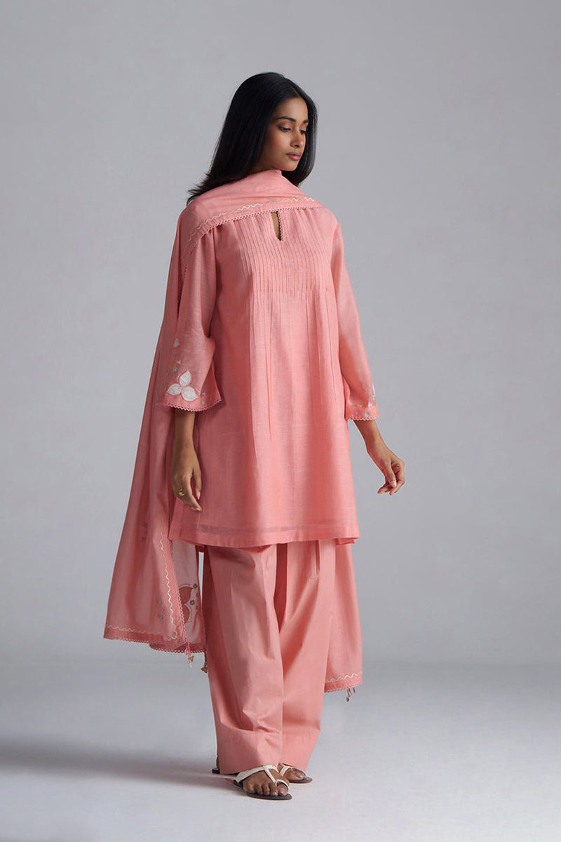 Coral Almond Chanderi Kurta Set