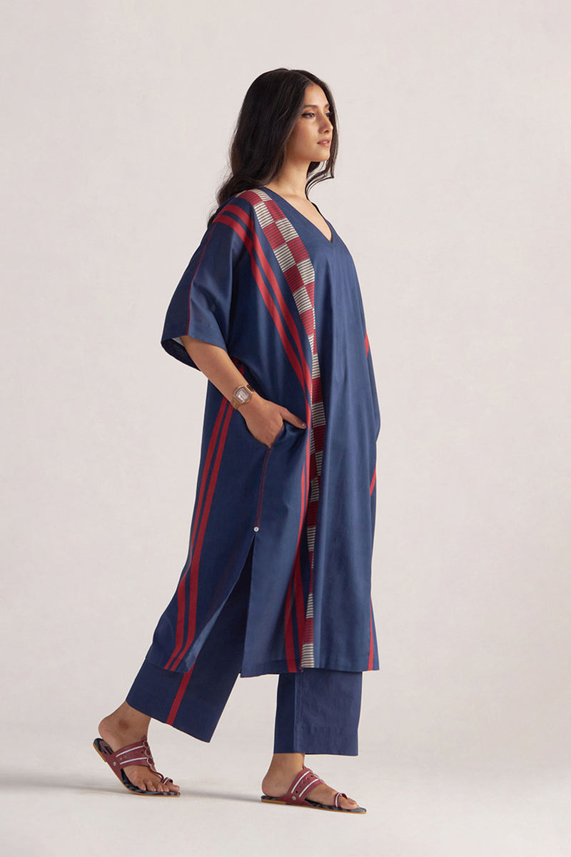 Navy Blue Mul-Mul Kaftaan Set