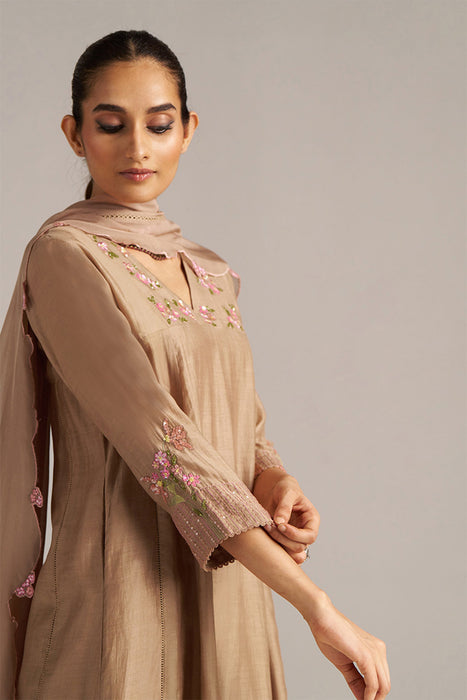 Praline Brown Bemberg Silk Festive Kurta Set