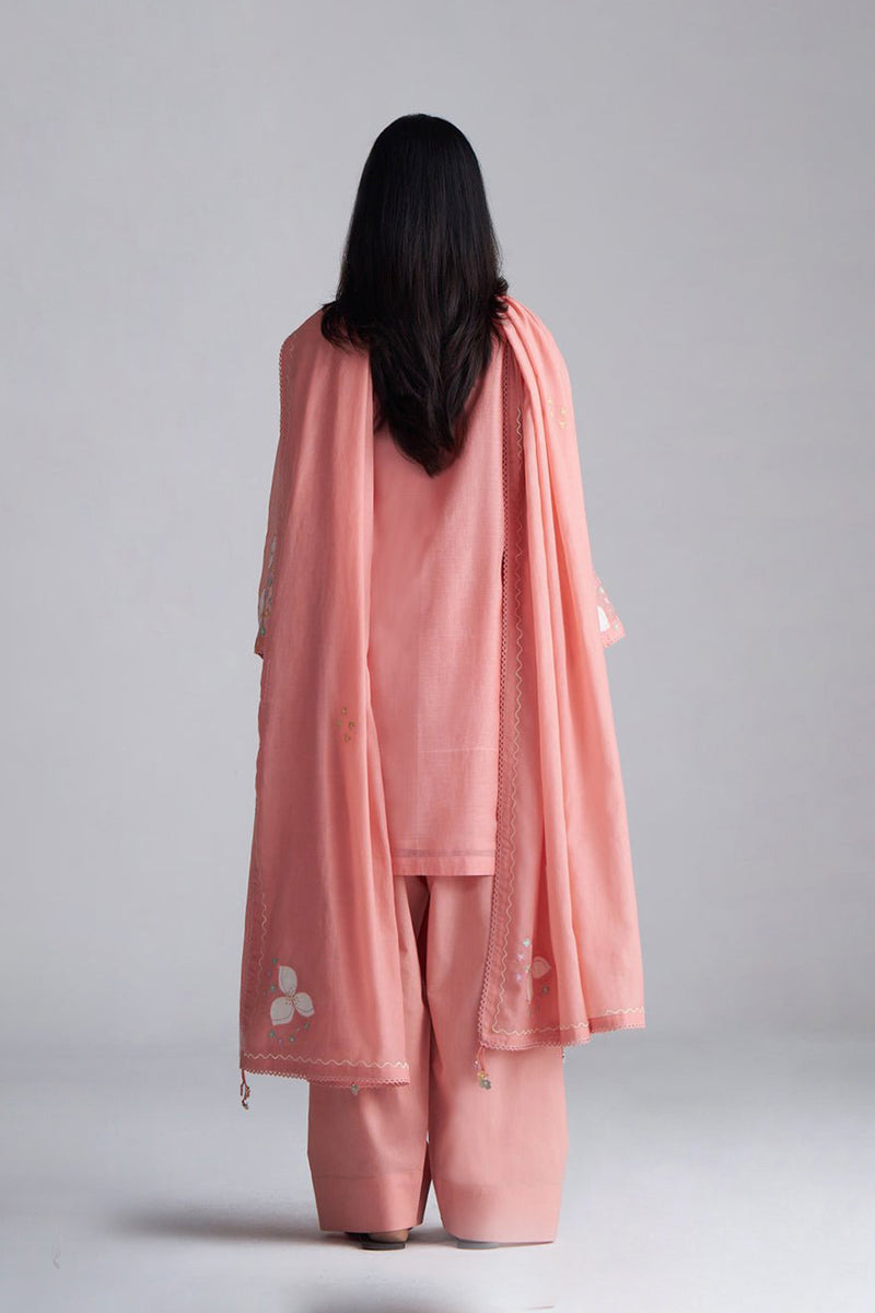 Coral Almond Chanderi Kurta Set