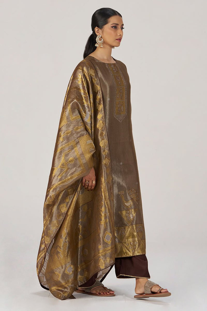 Glittered Chocolate Fudge Kurta Set