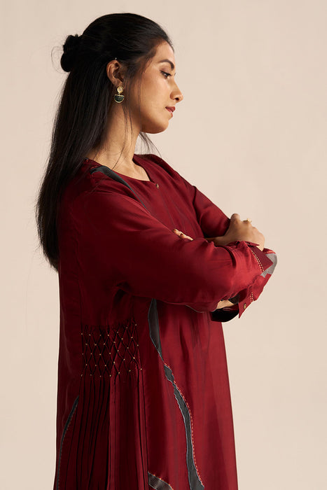 Syrah Red Silk Co-ord Set