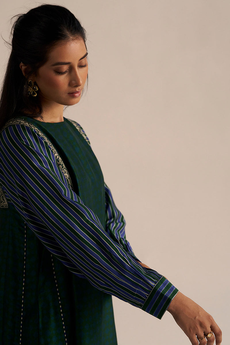 Dark Green and True Blue Silk Co-ord Set