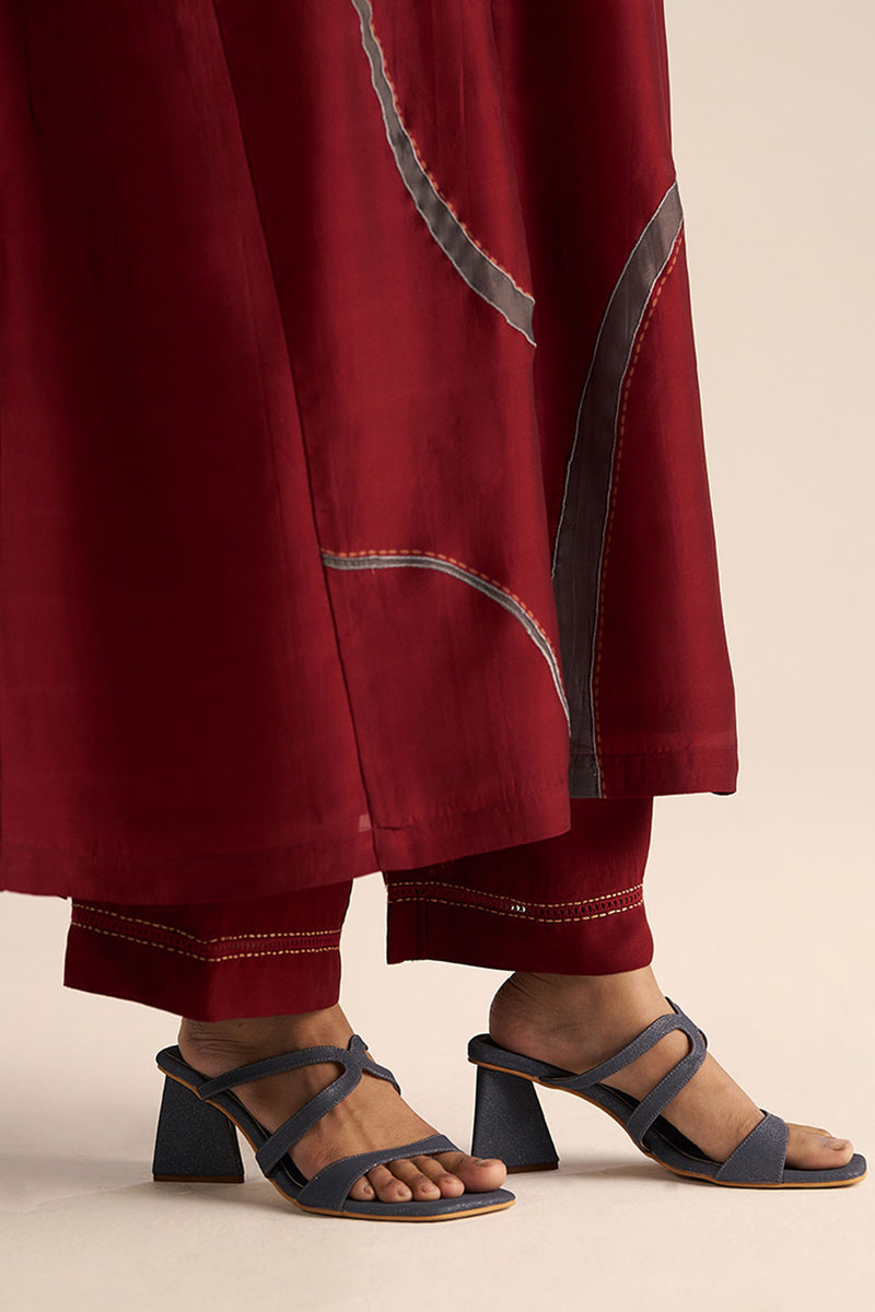 Syrah Red Silk Co-ord Set