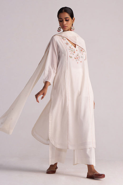 Ivory Embroidered Kurta Set