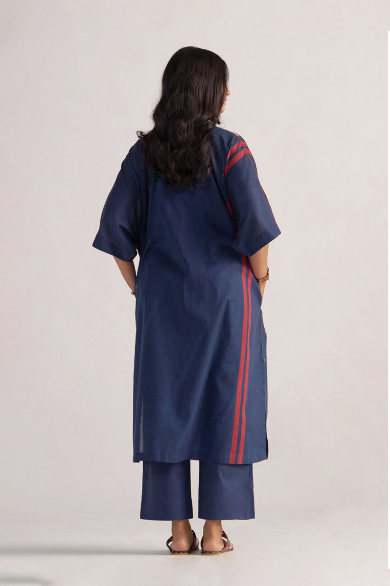 Navy Blue Mul-Mul Kaftaan Set