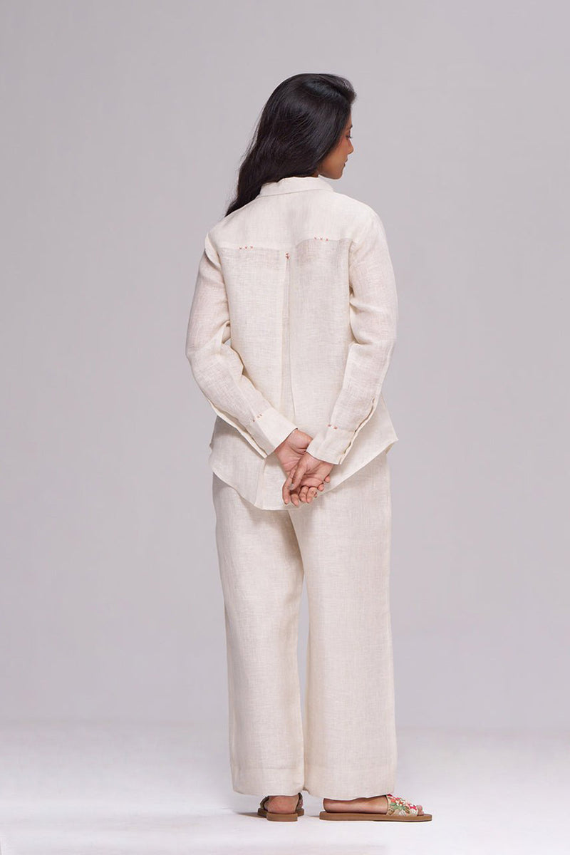 Milk Creame Pure Linen Co-ord Set