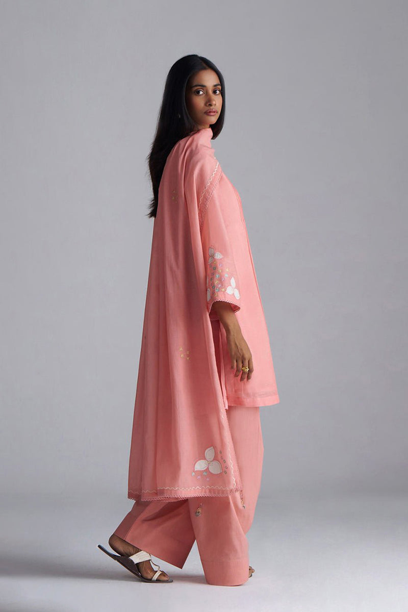 Coral Almond Chanderi Kurta Set