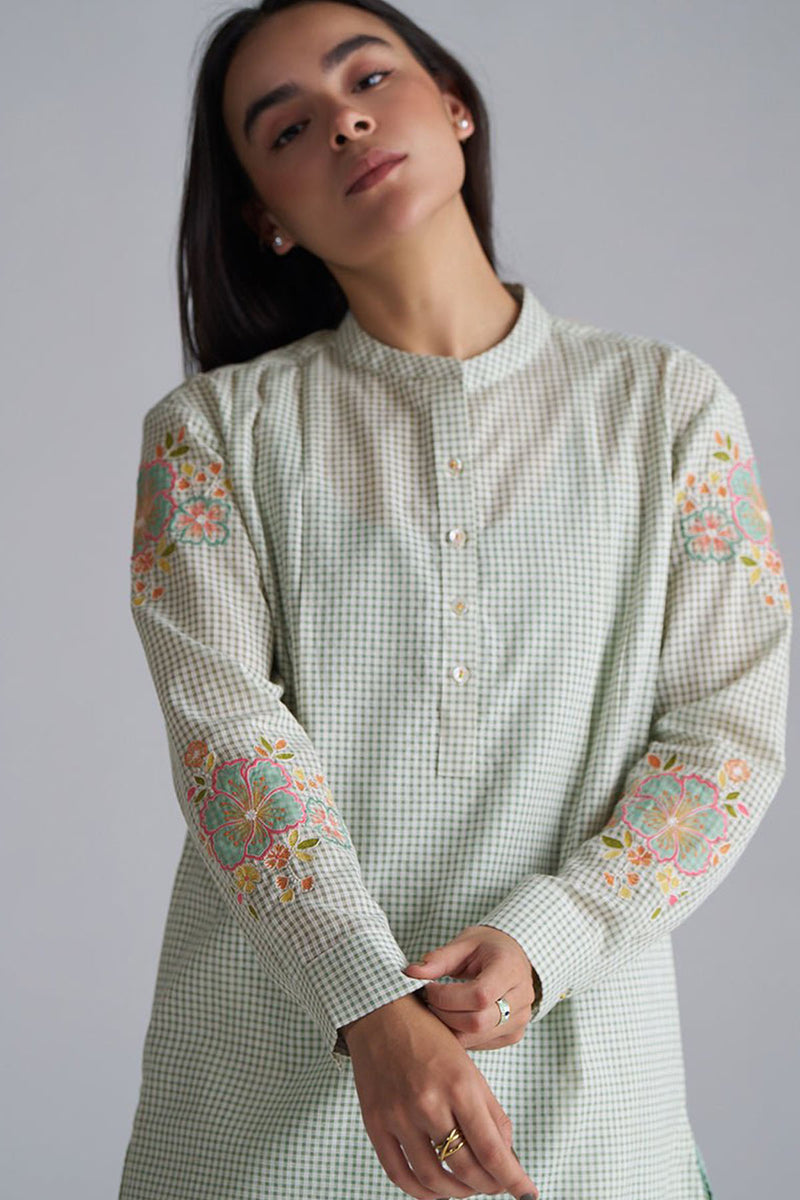 Granite Green Mini-Check Woven Co-ord Set