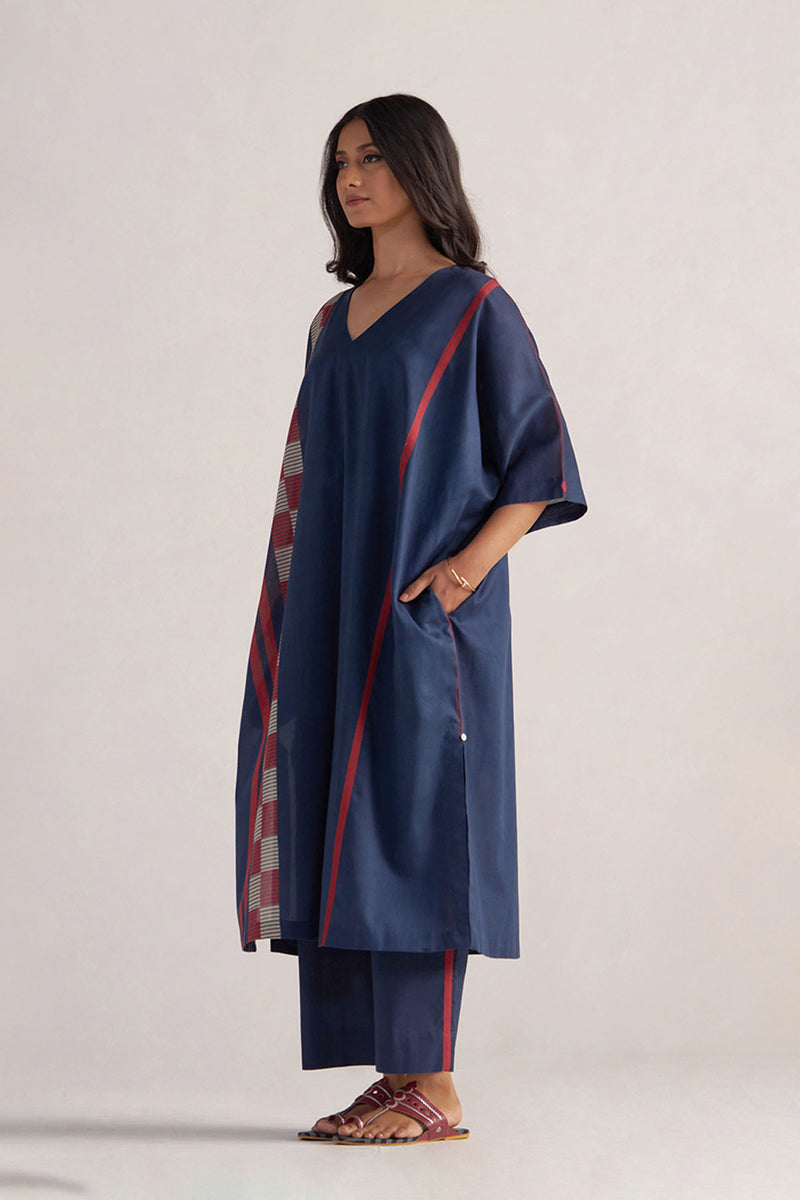 Navy Blue Mul-Mul Kaftaan Set
