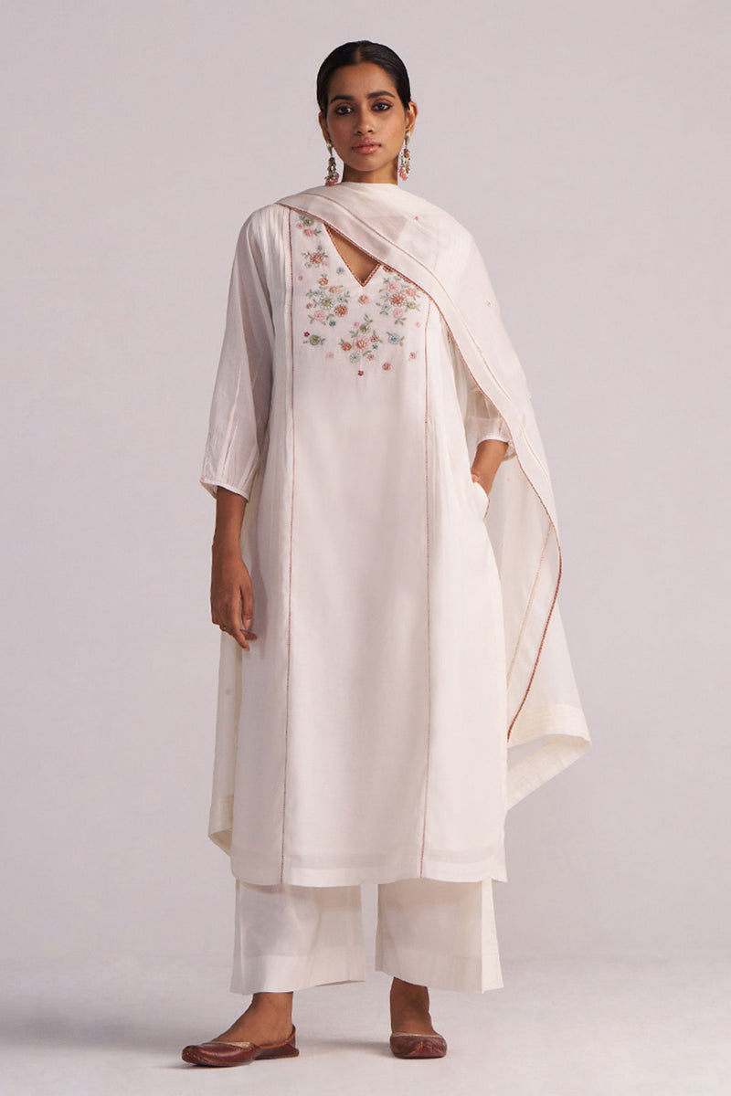 Ivory Embroidered Kurta Set