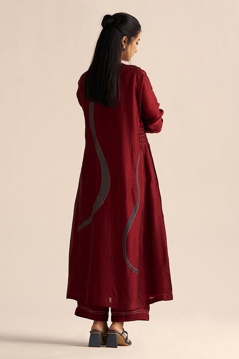 Syrah Red Silk Co-ord Set