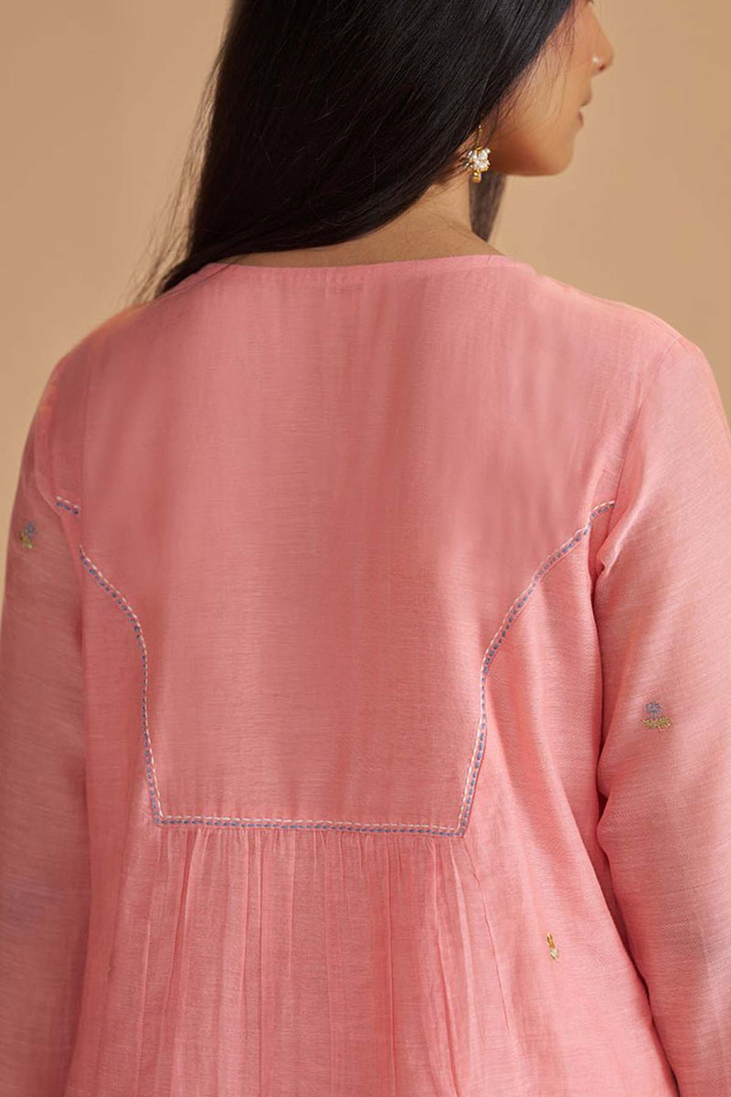 Coral Almond Chanderi Festive Kurta Set