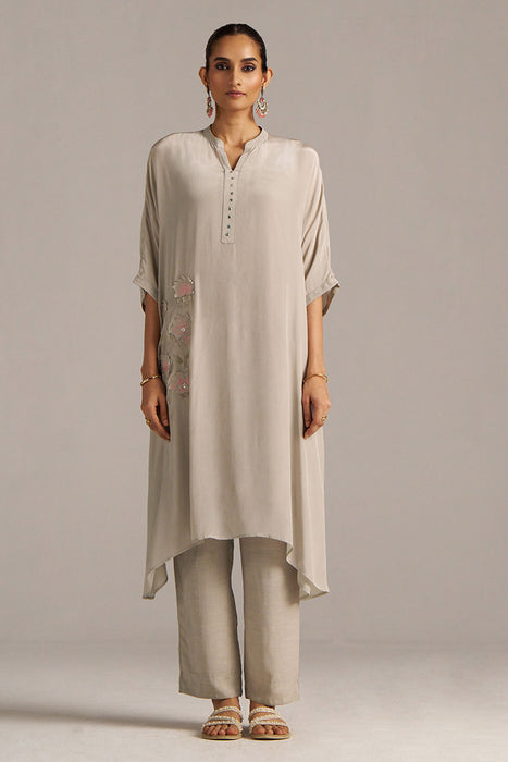 Ash Grey Crepe Silk Co-ord Set