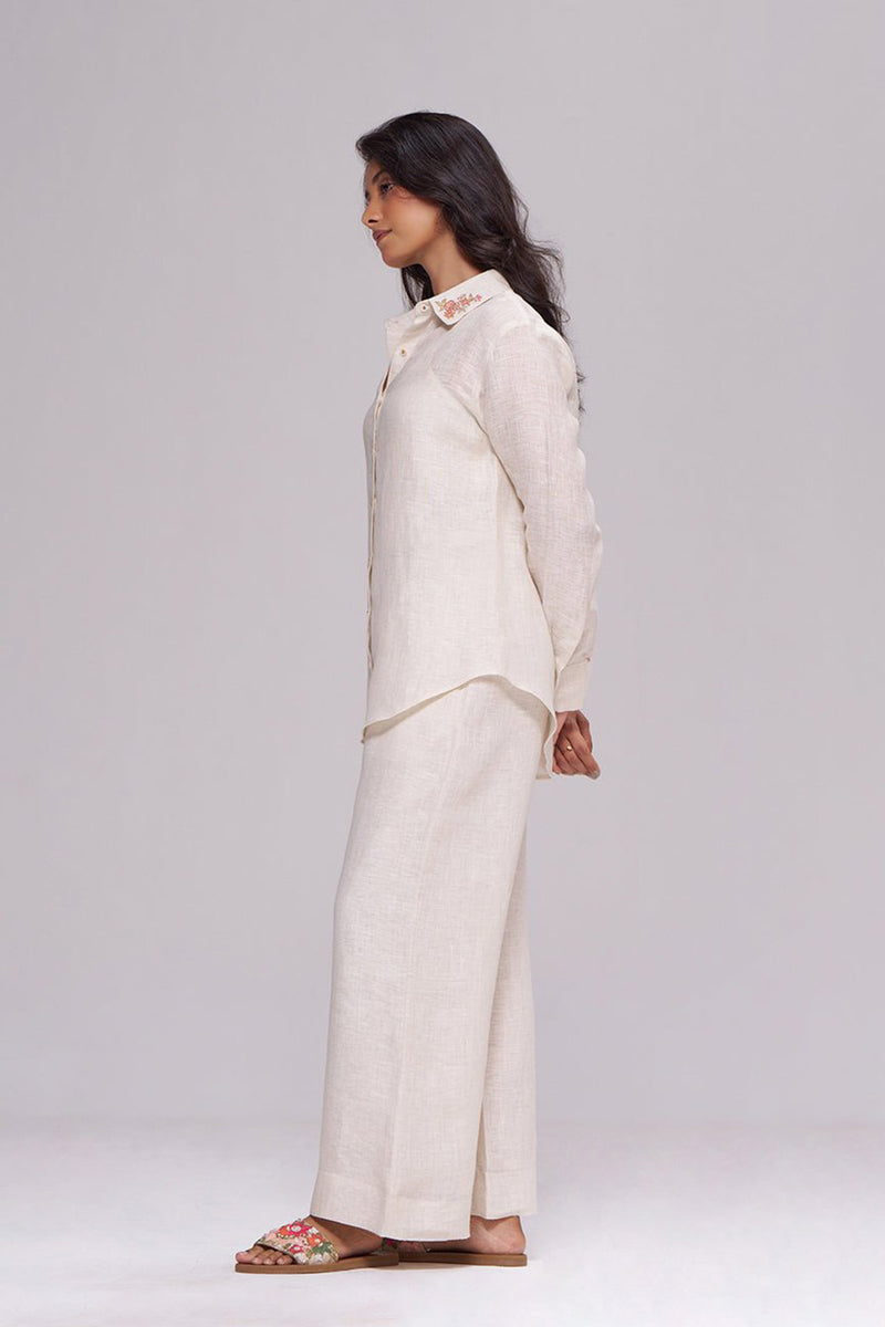Milk Creame Pure Linen Co-ord Set