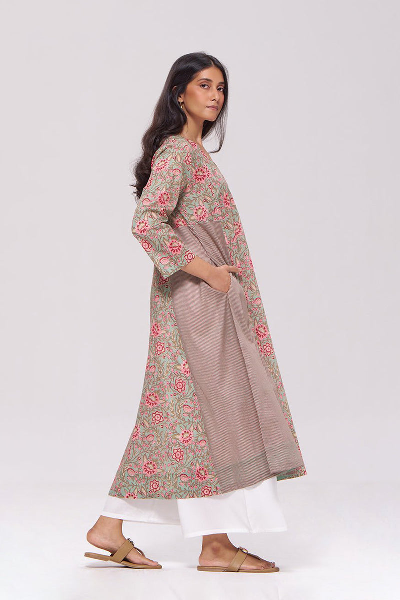 Basil Green and Pink Cotton Co-ord Set