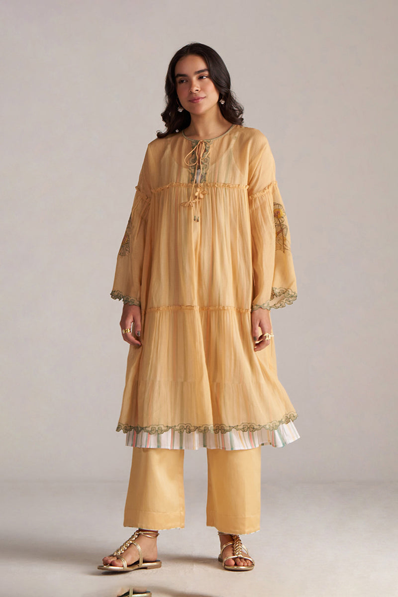 Apricot Cream Kota Silk Co-ord Set