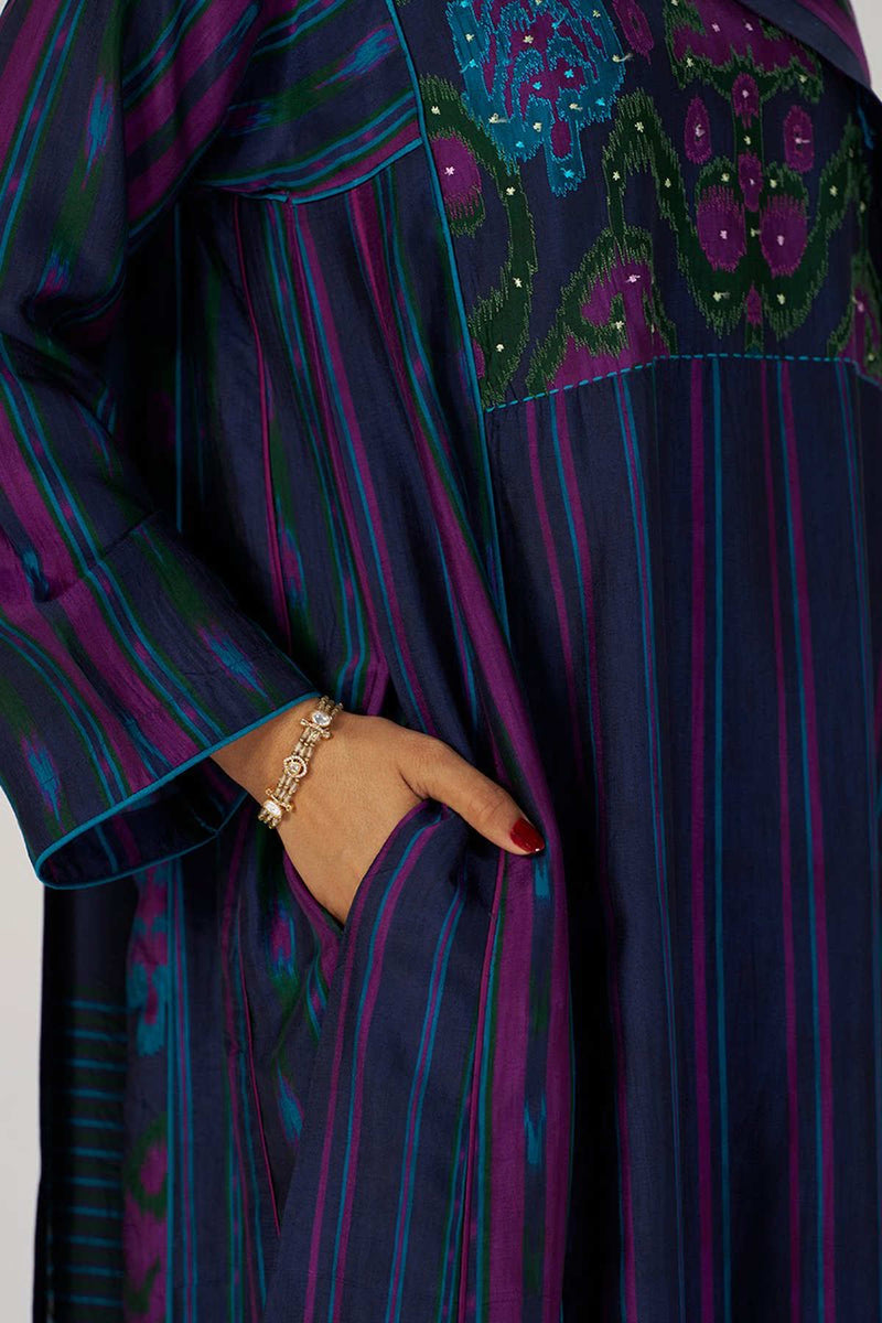 Medieval Blue Silk Festive Kurta Set