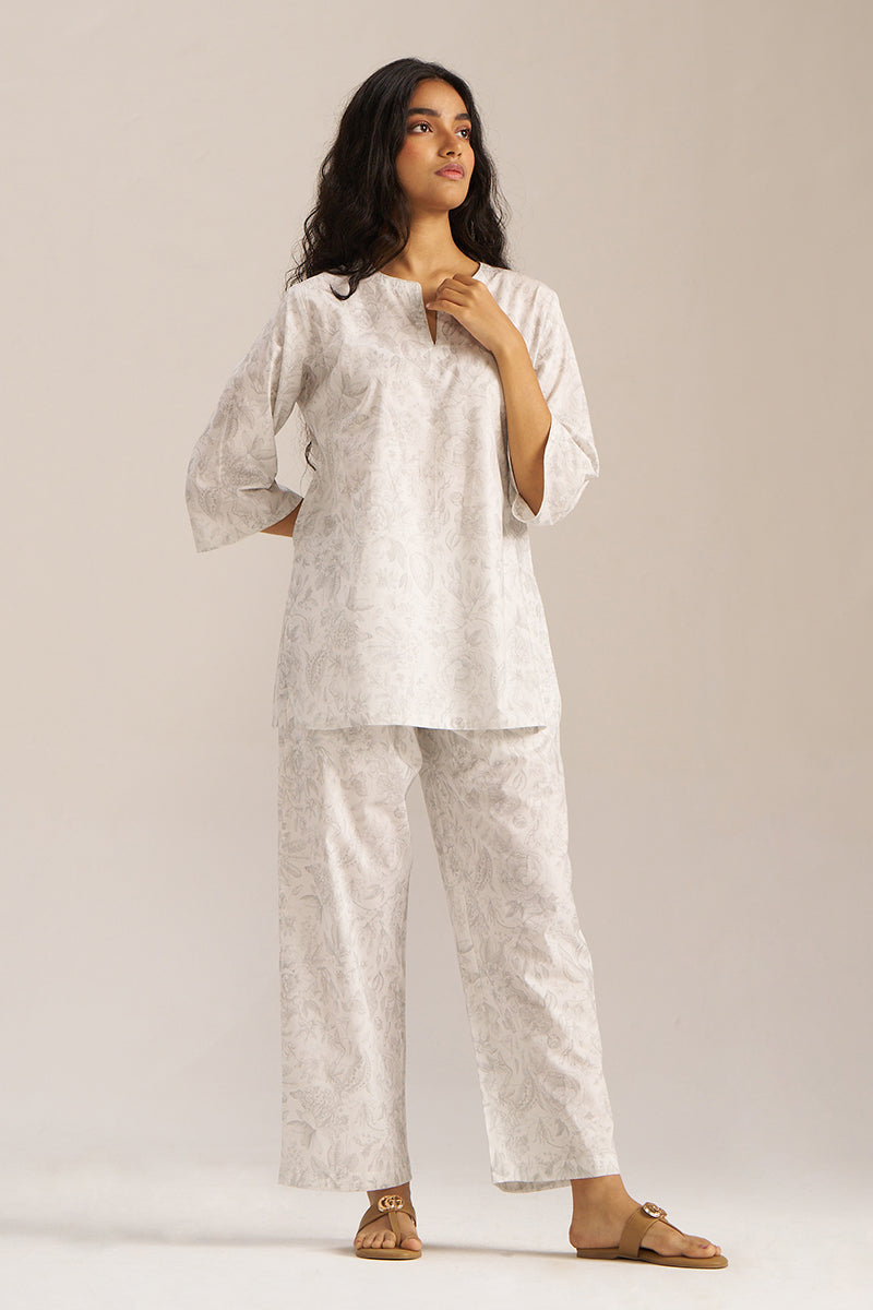 White and Grey Pure Cotton Loungewear