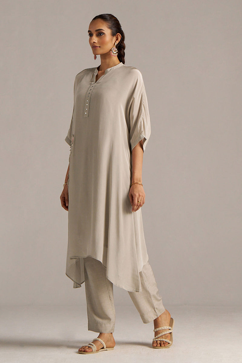 Ash Grey Crepe Silk Co-ord Set