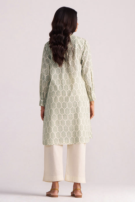 Cream and Deep Olive Mughal Tree Hand Print Cotton-Linen Co-ord Set