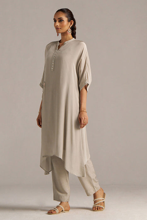 Ash Grey Crepe Silk Co-ord Set