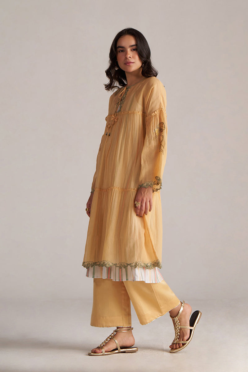 Apricot Cream Kota Silk Co-ord Set