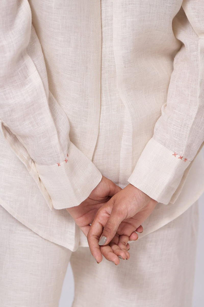 Milk Creame Pure Linen Co-ord Set