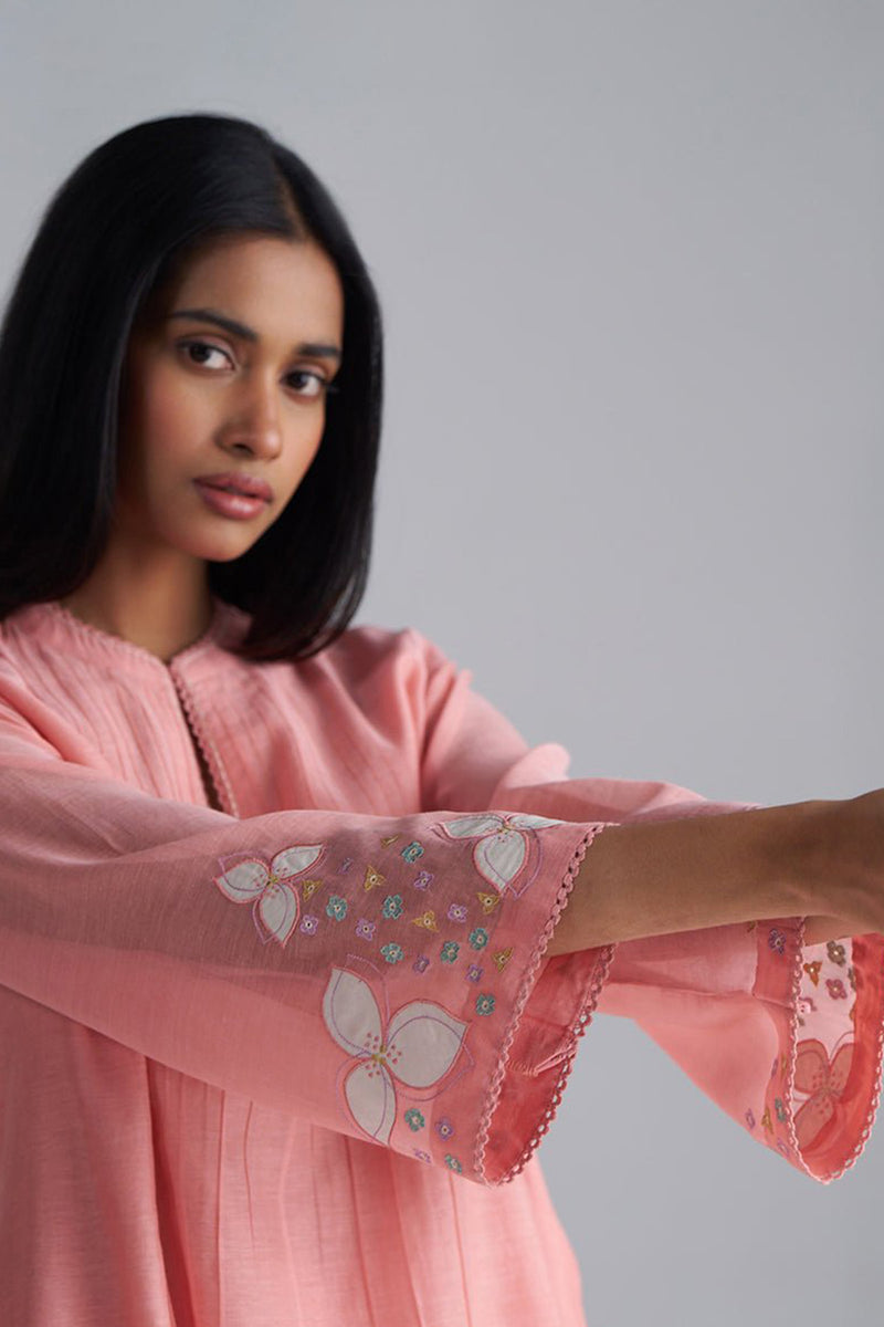 Coral Almond Chanderi Kurta Set
