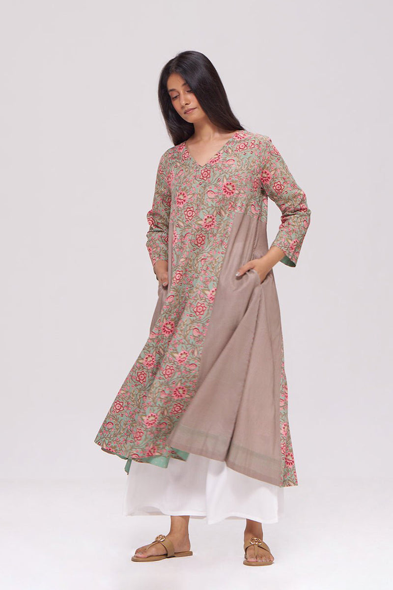Basil Green and Pink Cotton Co-ord Set