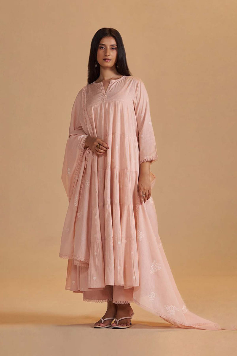 Evening Sand Mul-Mul Anarkali Kurta Set