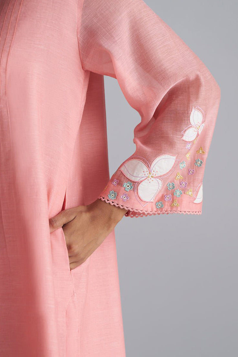 Coral Almond Chanderi Kurta Set