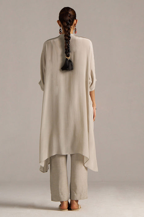 Ash Grey Crepe Silk Co-ord Set