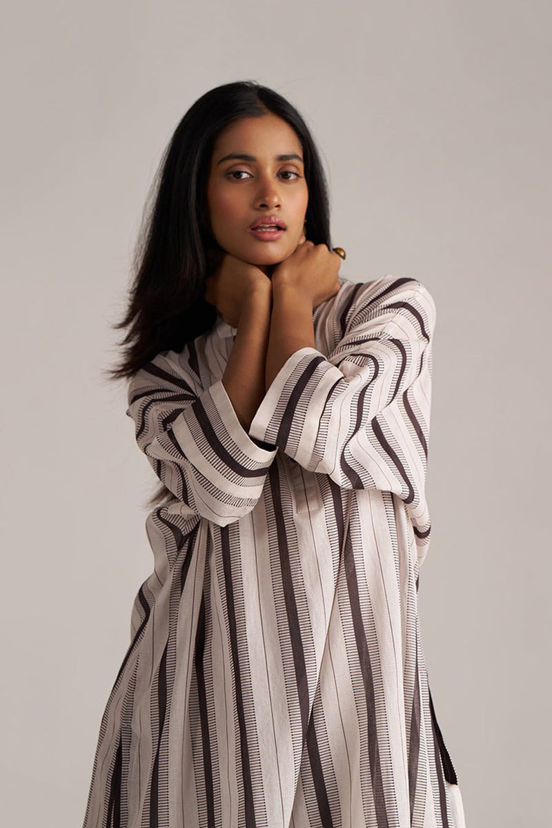 Seal Brown and Cream Mul-Mul Co-ord Set