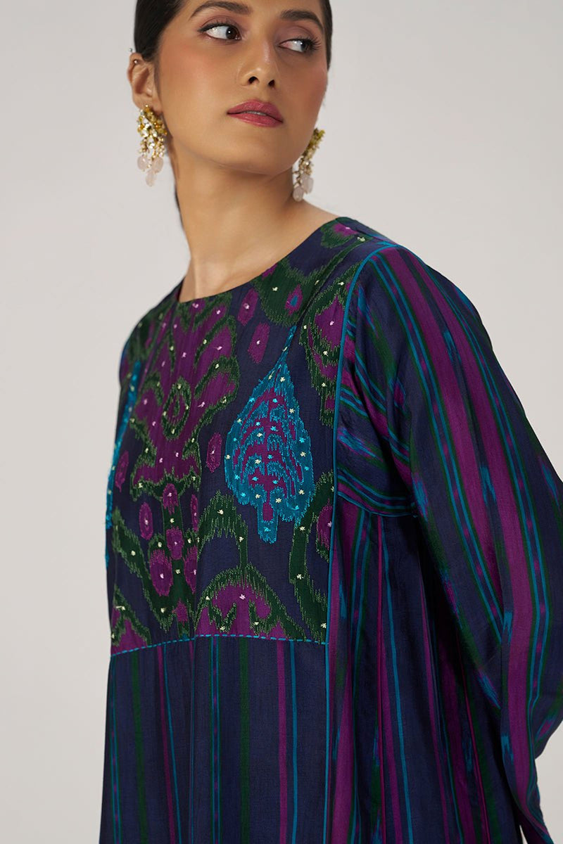 Medieval Blue Silk Festive Kurta Set