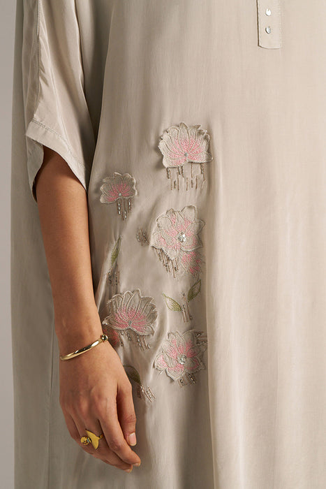 Ash Grey Crepe Silk Co-ord Set