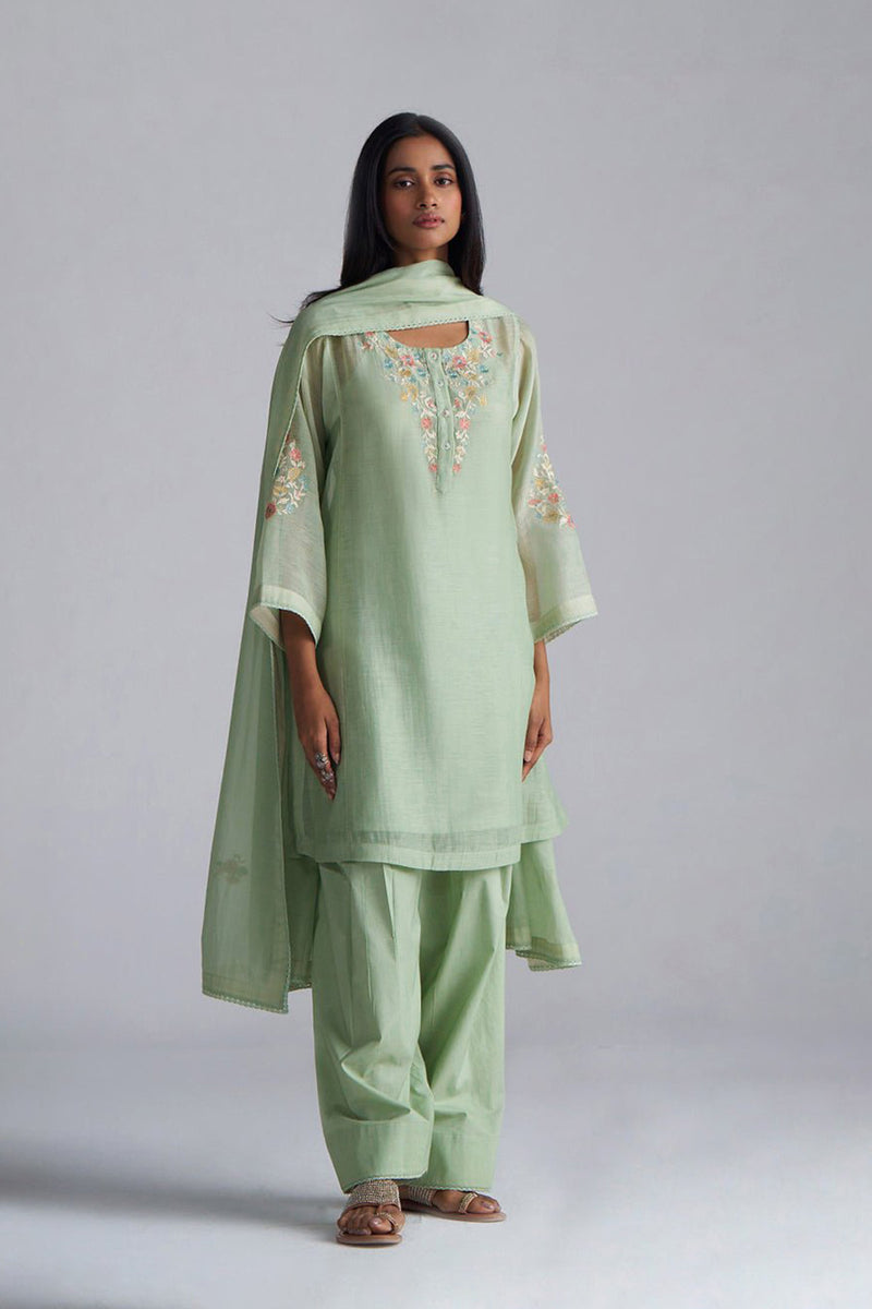 Laurel Green Chanderi Kurta Set