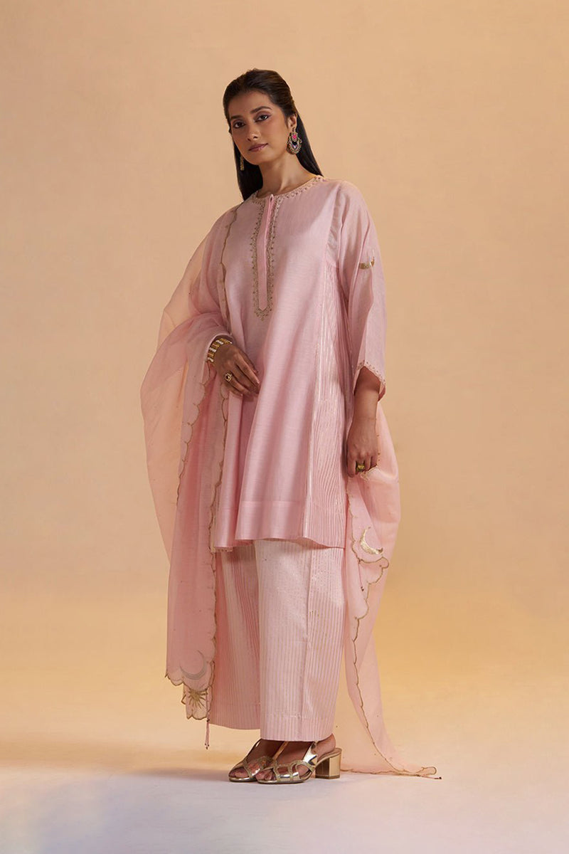 Rose Quartz Silk Festive Kurta Set