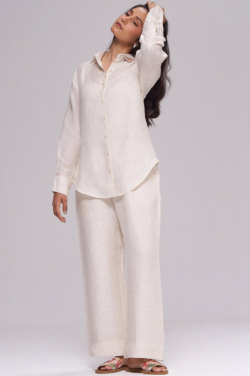Milk Creame Pure Linen Co-ord Set