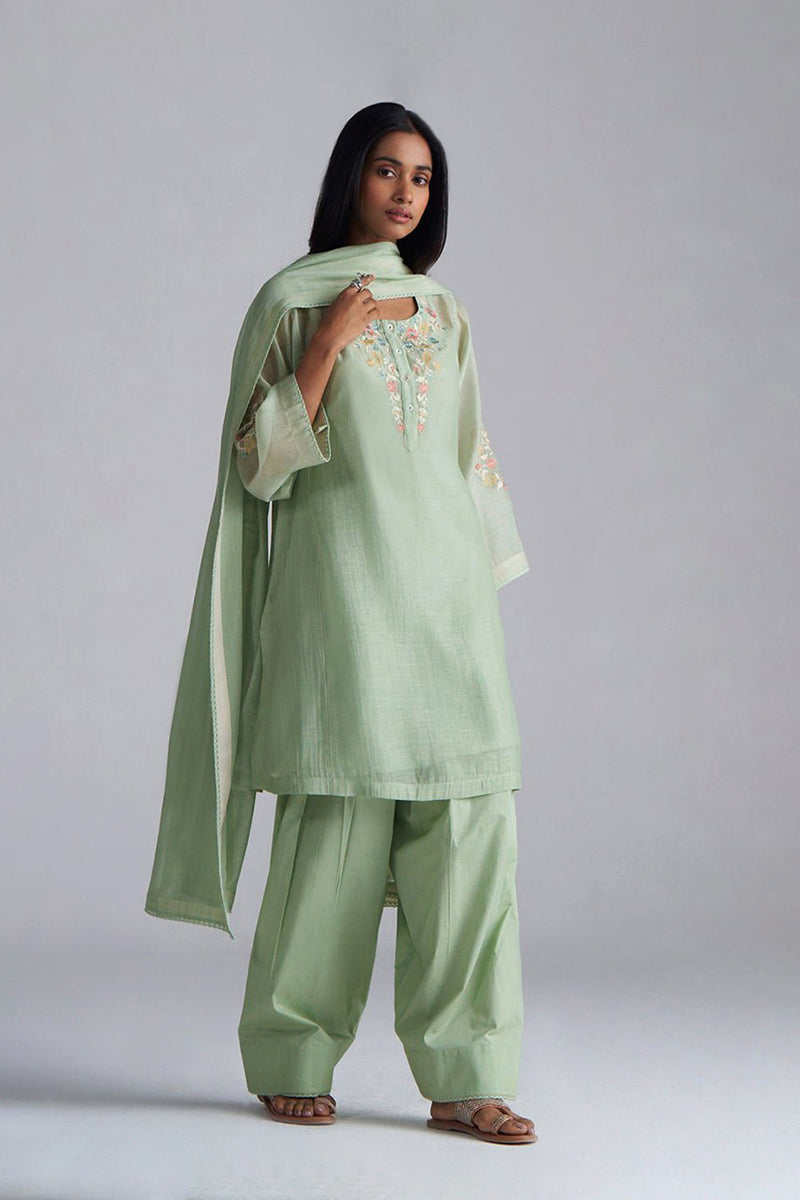 Laurel Green Chanderi Kurta Set