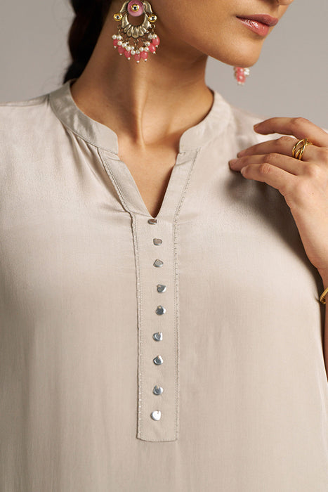 Ash Grey Crepe Silk Co-ord Set