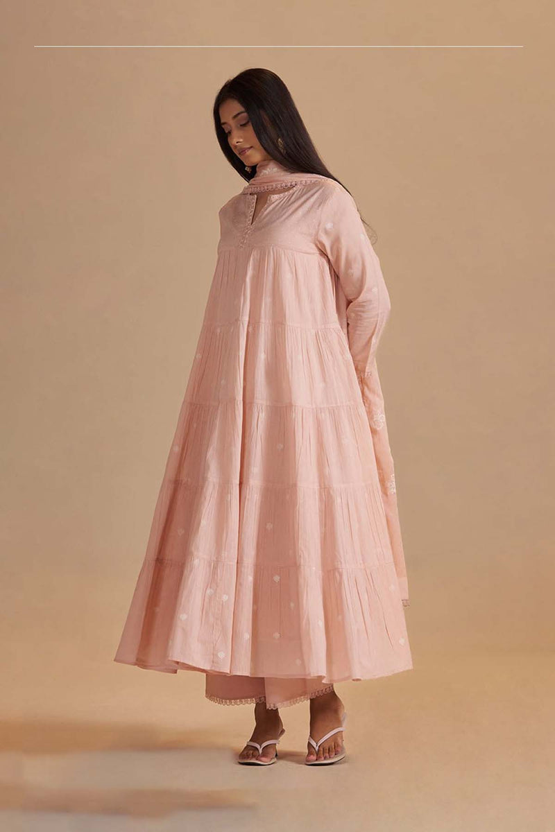 Evening Sand Mul-Mul Anarkali Kurta Set