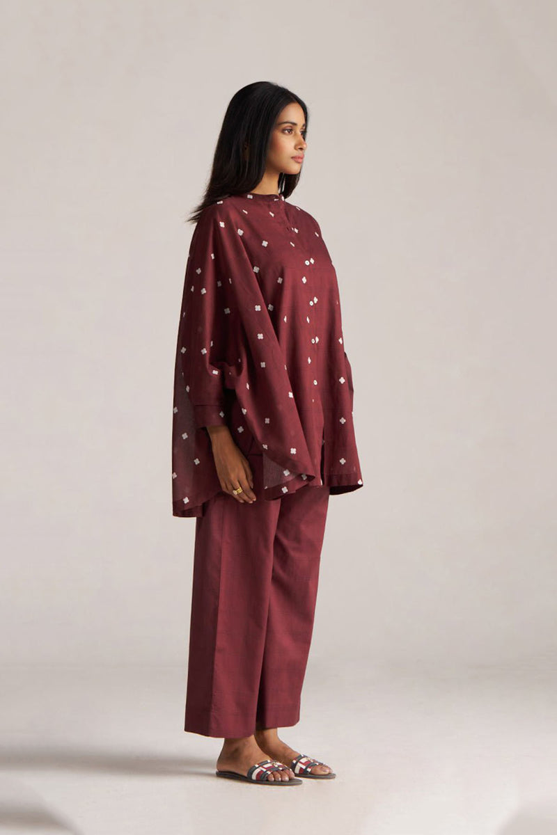 Cordovan Maroon Mul-Mul Co-ord Set