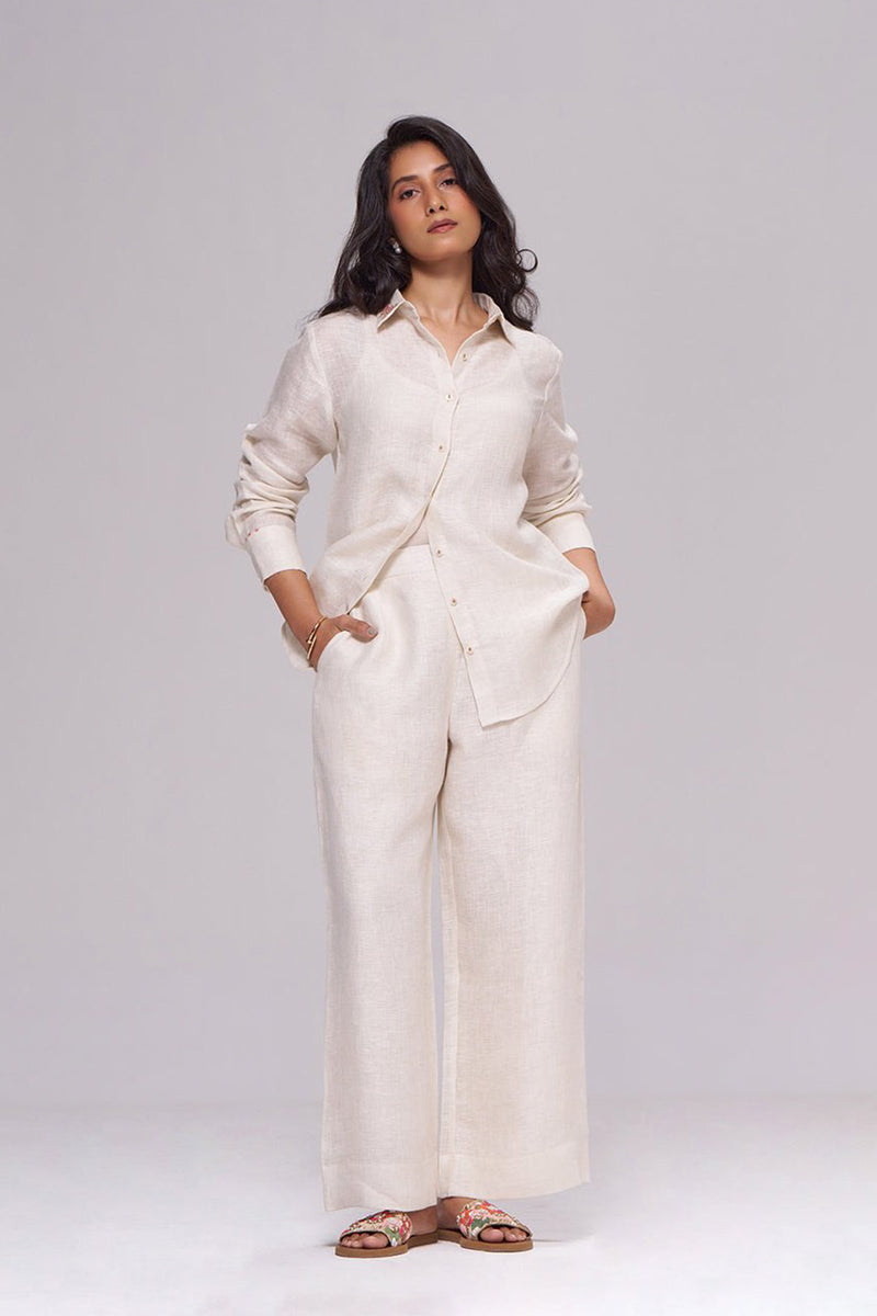 Milk Creame Pure Linen Co-ord Set