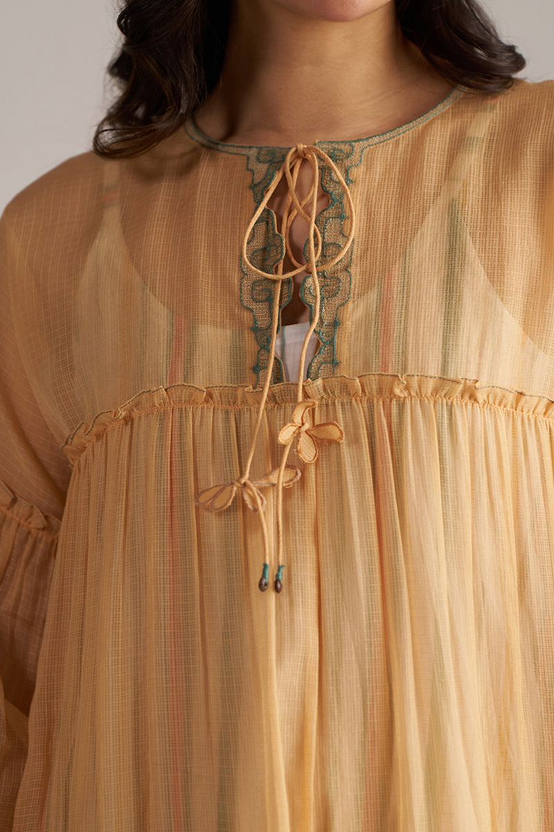 Apricot Cream Kota Silk Co-ord Set