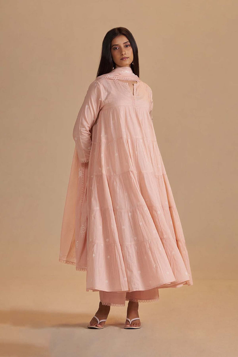 Evening Sand Mul-Mul Anarkali Kurta Set