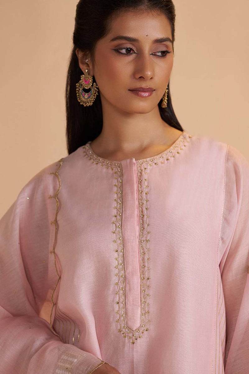 Rose Quartz Silk Festive Kurta Set
