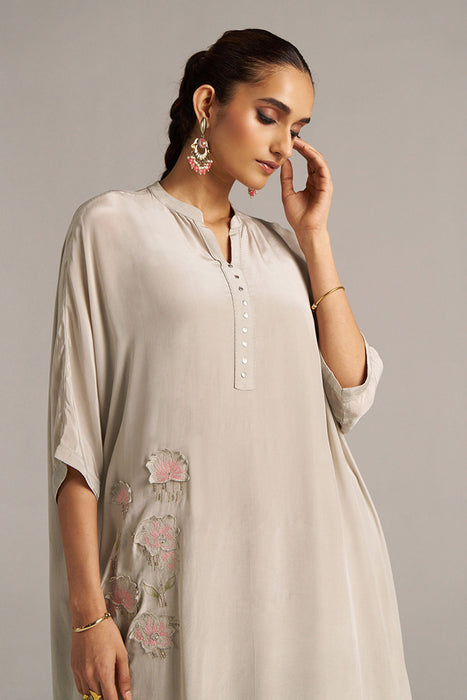 Ash Grey Crepe Silk Co-ord Set